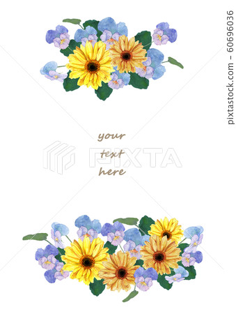 非洲菊和三色堇的水彩花束 非洲菊和三色堇的水彩花束 60696036