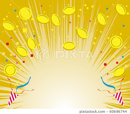 金色背景祝賀背景素材與跳舞矩形的硬幣 金色背景祝賀背景素材與跳舞矩形的硬幣 60696744