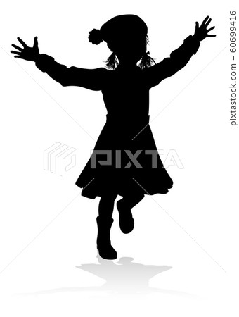 Silhouette Kid Child In Winter Christmas Clothing 60699416