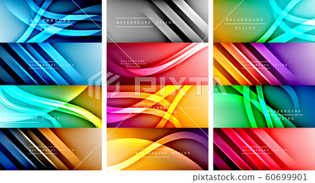 Set of dynamic trendy fluid color gradient abstract backgrounds with flowing wave lines. Vector Illustrations 60699901