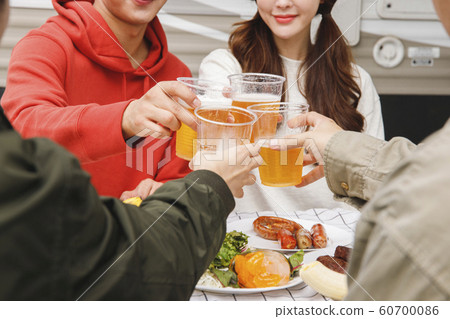 Happy young couple, camping or trip in Jeju, Korea 141 Happy young couple, camping or trip in Jeju, Korea 141 60700086
