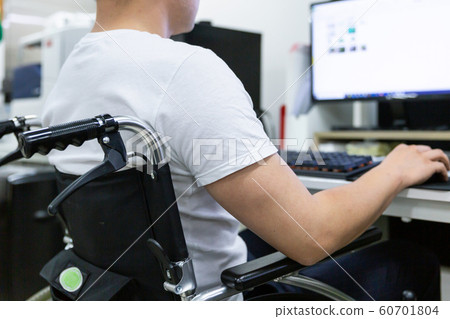 Disabled handicapped man sitting on wheelchair 037 Disabled handicapped man sitting on wheelchair 037 60701804