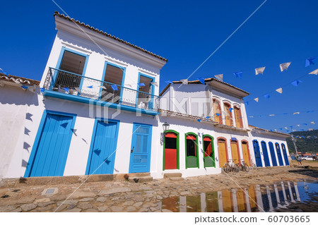Colorful houses of historical center in the colonial city of Paraty, Rio de Janeiro, Brazil Colorful houses of historical center in the colonial city of Paraty, Rio de Janeiro, Brazil 60703665