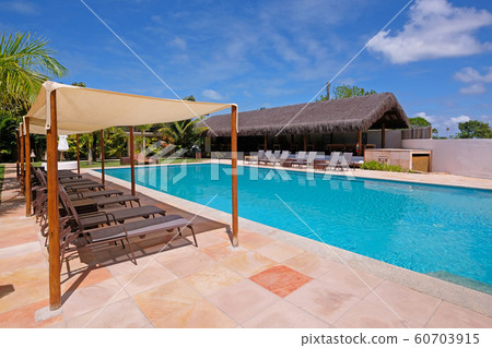 Poolside of a luxury tropical hotel resort near Porto Seguro, Bahia, Brazil 60703915