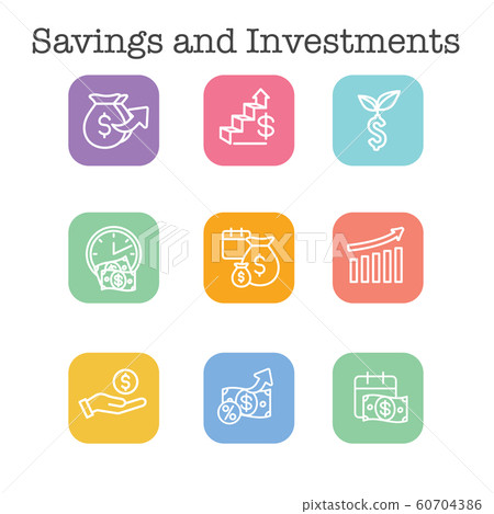 Banking, Investments and Growth Icon Set with Banking, Investments and Growth Icon Set with 60704386