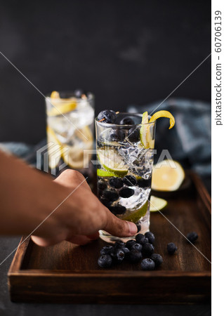 Summer fresh blueberry lemonade cocktails.. 60706139
