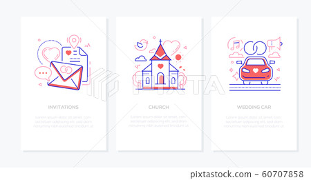 Wedding celebration - line design style banners set Wedding celebration - line design style banners set 60707858