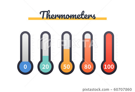 Thermometers collection - set of flat design style objects Thermometers collection - set of flat design style objects 60707860