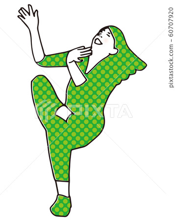 A girl with a strange pose like tights 60707920