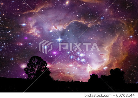 nebula and galaxy on space back on silhouette nebula and galaxy on space back on silhouette 60708144