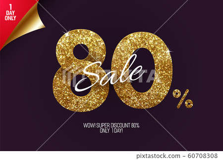 Shine golden sale 80% off, made from small gold glitter squares, pixel style. Shine golden sale 80% off, made from small gold glitter squares, pixel style. 60708308
