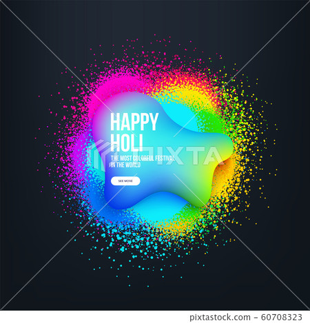 Happy Holi banner with colorful spray splash and trendy liquid form. Indian festivals of colors. Happy Holi banner with colorful spray splash and trendy liquid form. Indian festivals of colors. 60708323