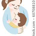 Breastfeeding mom and baby illustration 60708810