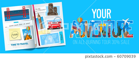 Adventure Banner Design Stylish Trip Banner Stock Illustration 60709039 Pixta