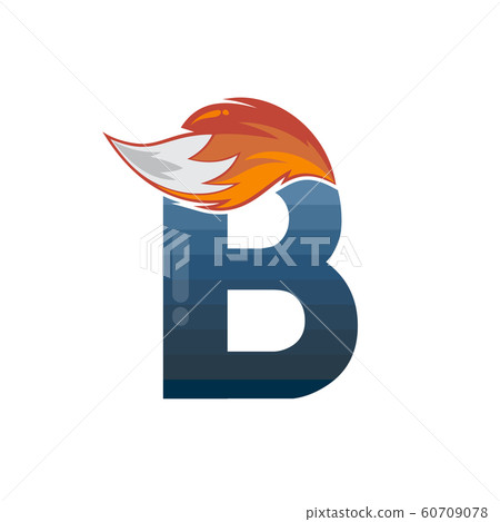 fox tail fire logo logotype alphabet initial 60709078