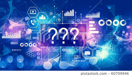 Question marks with technology light background - Stock Illustration ...