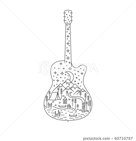 Camping scene in guitar 60710787