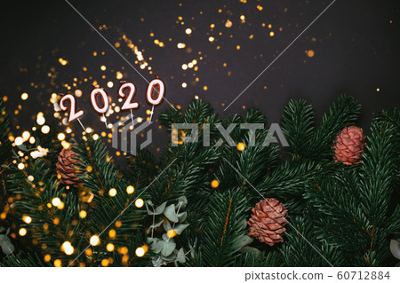 Numbers 2020 with Christmas tree 60712884