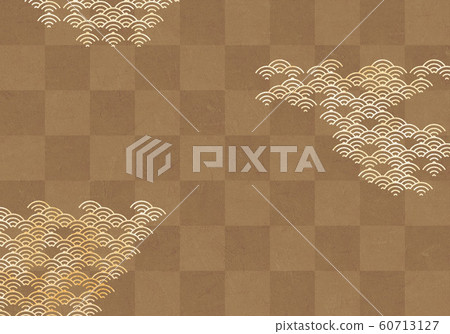 Background: Qinghai wave checkered pattern wave sea checkered tradition Japanese style Japanese pattern design wallpaper texture brown brown folding screen 60713127