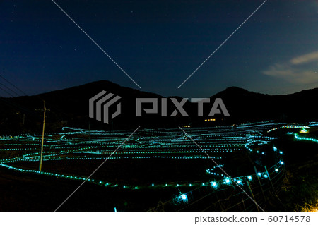 Kasuga terraced rice field light up [Hirado City, Nagasaki Prefecture] 60714578