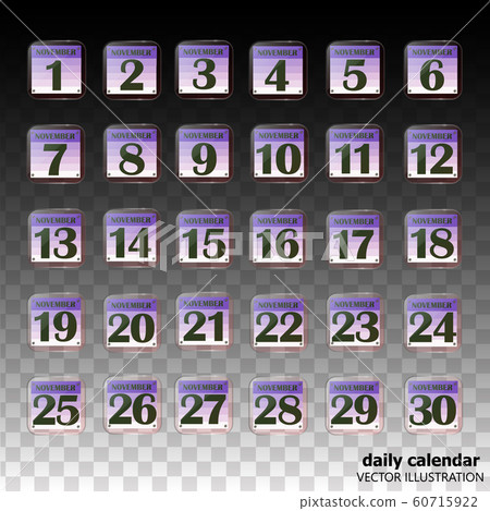 Set of buttons with calendar dates for the month of November. Vector. Set of buttons with calendar dates for the month of November. Vector. 60715922