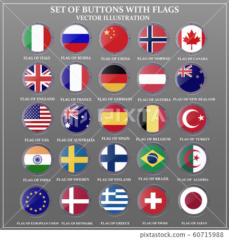 Bright Transparent Set Of Banners With Flags Stock