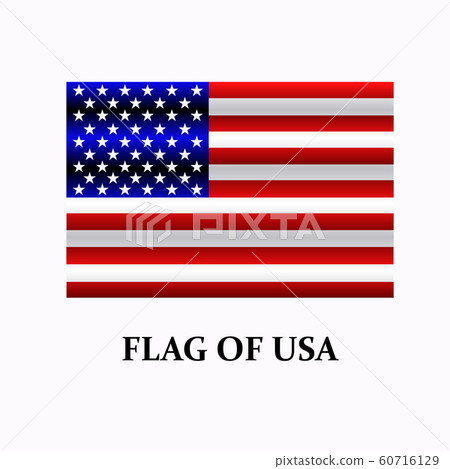 Bright banner with flag of USA. Made in USA button. 60716129