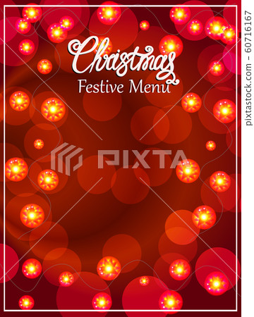 Bright Christmas background for menu design. Red backdrop with lights. Bright Christmas background for menu design. Red backdrop with lights. 60716167