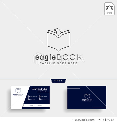 eagle or bird book education line logo template 60718958