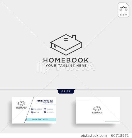 city book, or home book line art logo template city book, or home book line art logo template 60718971