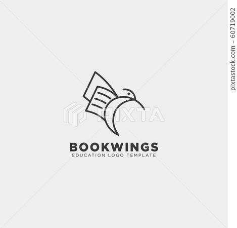 line paper or book bird logo template vector line paper or book bird logo template vector 60719002