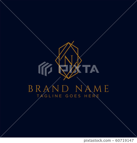 Luxury vector logotype. Premium letter n logo with - Stock Illustration ...