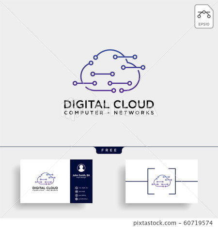 cloud digital technology line logo template vector cloud digital technology line logo template vector 60719574