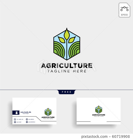 agriculture eco green line art logo template icon agriculture eco green line art logo template icon 60719908