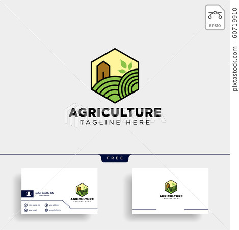 agriculture eco green line art logo template icon agriculture eco green line art logo template icon 60719910
