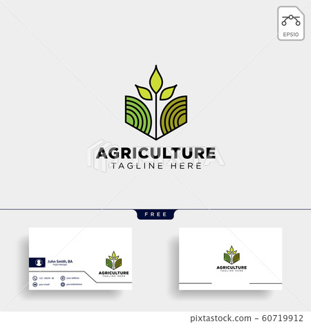 agriculture eco green line art logo template icon agriculture eco green line art logo template icon 60719912