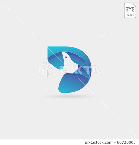 letter D dog pet animal line art style logo 60720005
