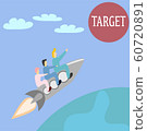 Reach the target. Leader and people on rocket to 60720891