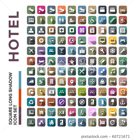 Hotel icons set in flat design with long shadow 60721671