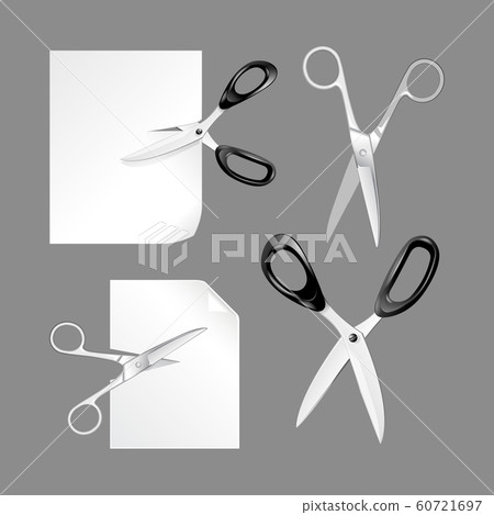 scissors cut paper. scissors isolated on white background 60721697