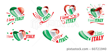 The national flag of the Italy and the inscription I love Italy. Vector illustration The national flag of the Italy and the inscription I love Italy. Vector illustration 60721940