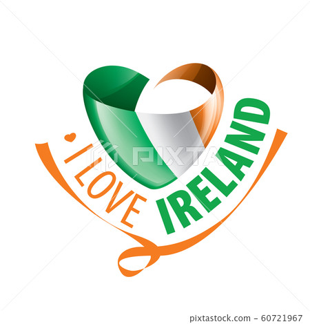 The national flag of the Ireland and the inscription I love Ireland. Vector illustration The national flag of the Ireland and the inscription I love Ireland. Vector illustration 60721967