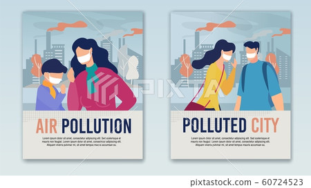 City Air Pollution Problem Cartoon Banner Set City Air Pollution Problem Cartoon Banner Set 60724523