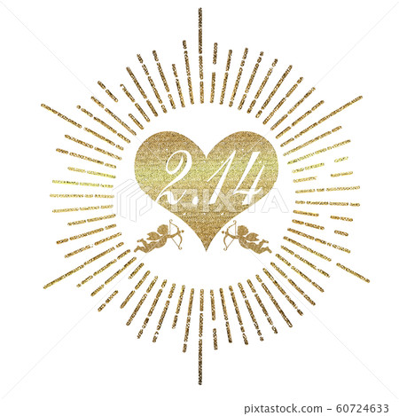 手繪的情人節快樂徽標標誌（金色）| Pinkoi 60724633