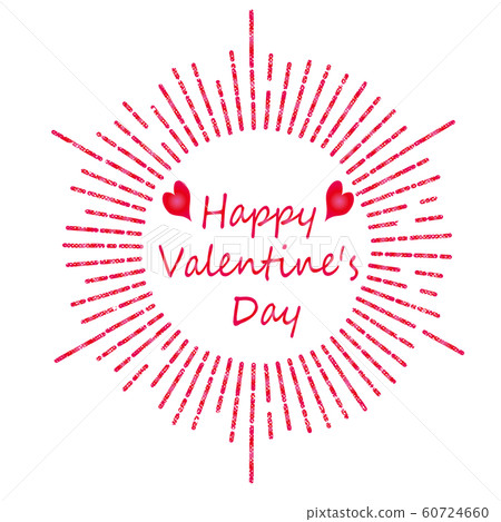 手繪觸摸快樂情人節徽標標記（金）|手繪集中線和手繪徽標 60724660