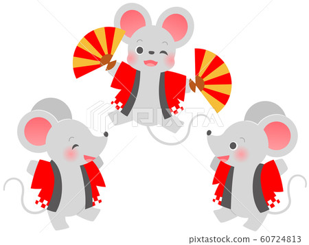 Illustration set of a rat wearing a happy 60724813