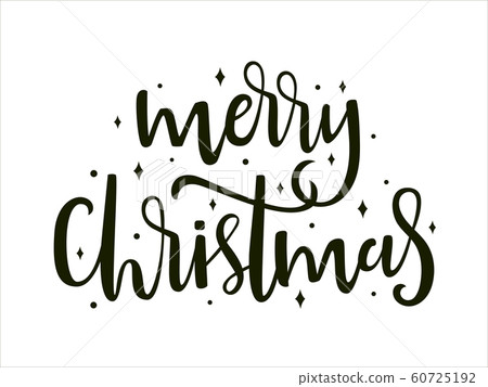 Merry Christmas text. Calligraphic lettering design for holiday greeting card Merry Christmas text. Calligraphic lettering design for holiday greeting card 60725192