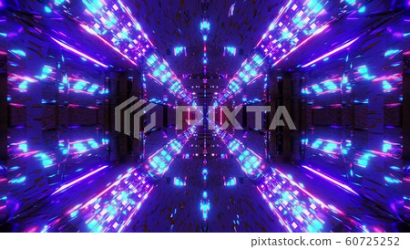 endless glowing lights on futuristic sci-fi hangar tunnel corridor with nice electric reflections 3d illustration wallpaper background graphic design 60725252