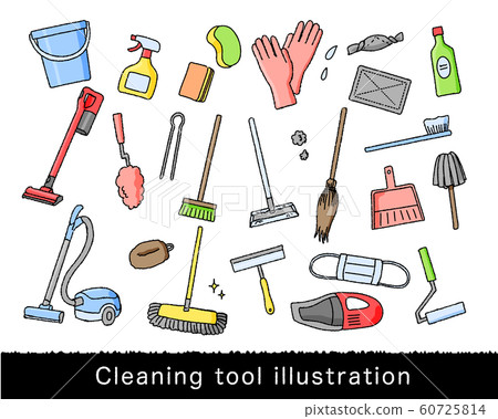 Cleaning tool illustration set 60725814