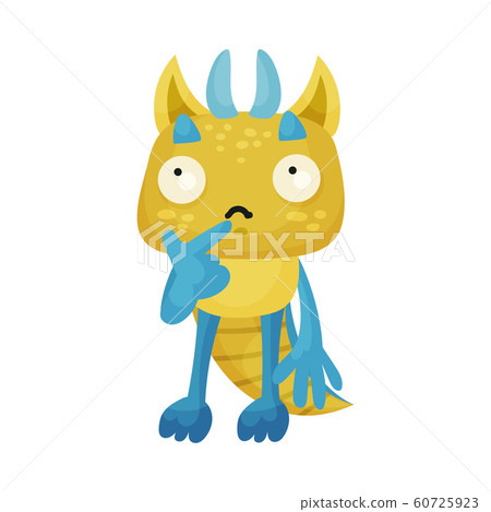 Horned Monster Standing with Thoughtful Expression on His Muzzle Vector Illustration Horned Monster Standing with Thoughtful Expression on His Muzzle Vector Illustration 60725923